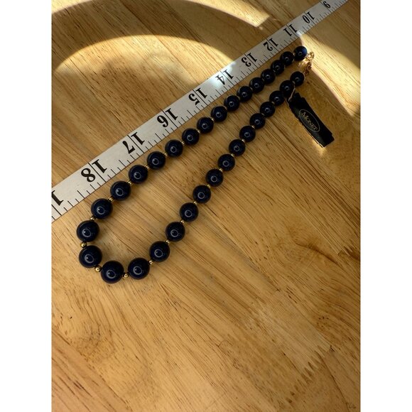 Monet Vintage Black Beaded Necklace With Gold-Tone Accents - Picture 4 of 9